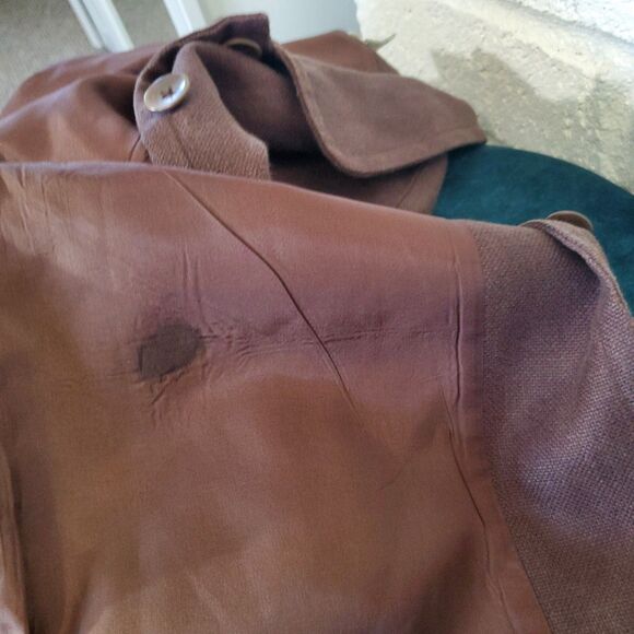 Gap Coat Womens Size 6 Brown Linen Button Up Lightweight Midi Jacket *READ* - Picture 11 of 14